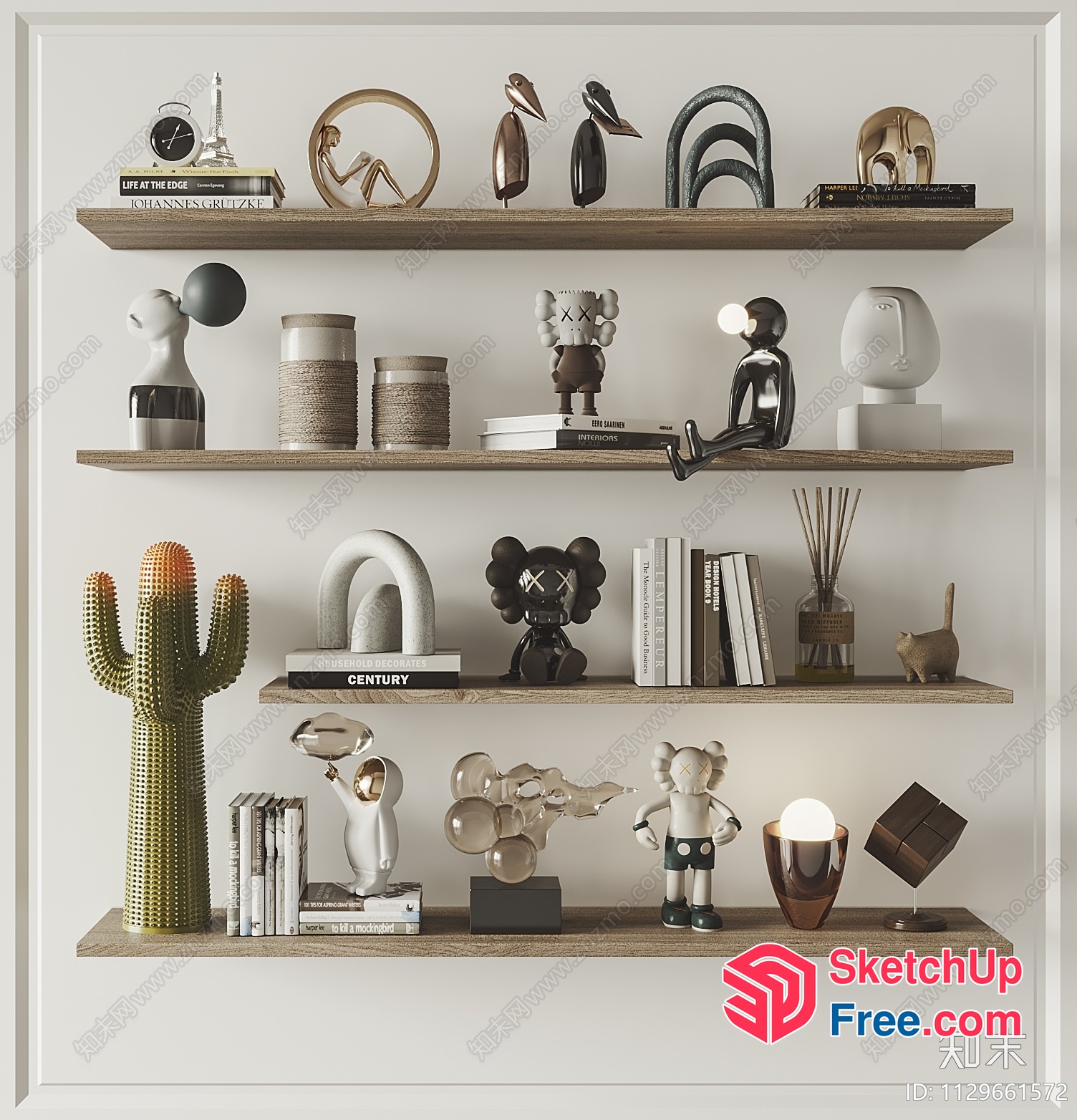 Minimalist Decorative Shelf With Modern Art Pieces 3D SketchUp File