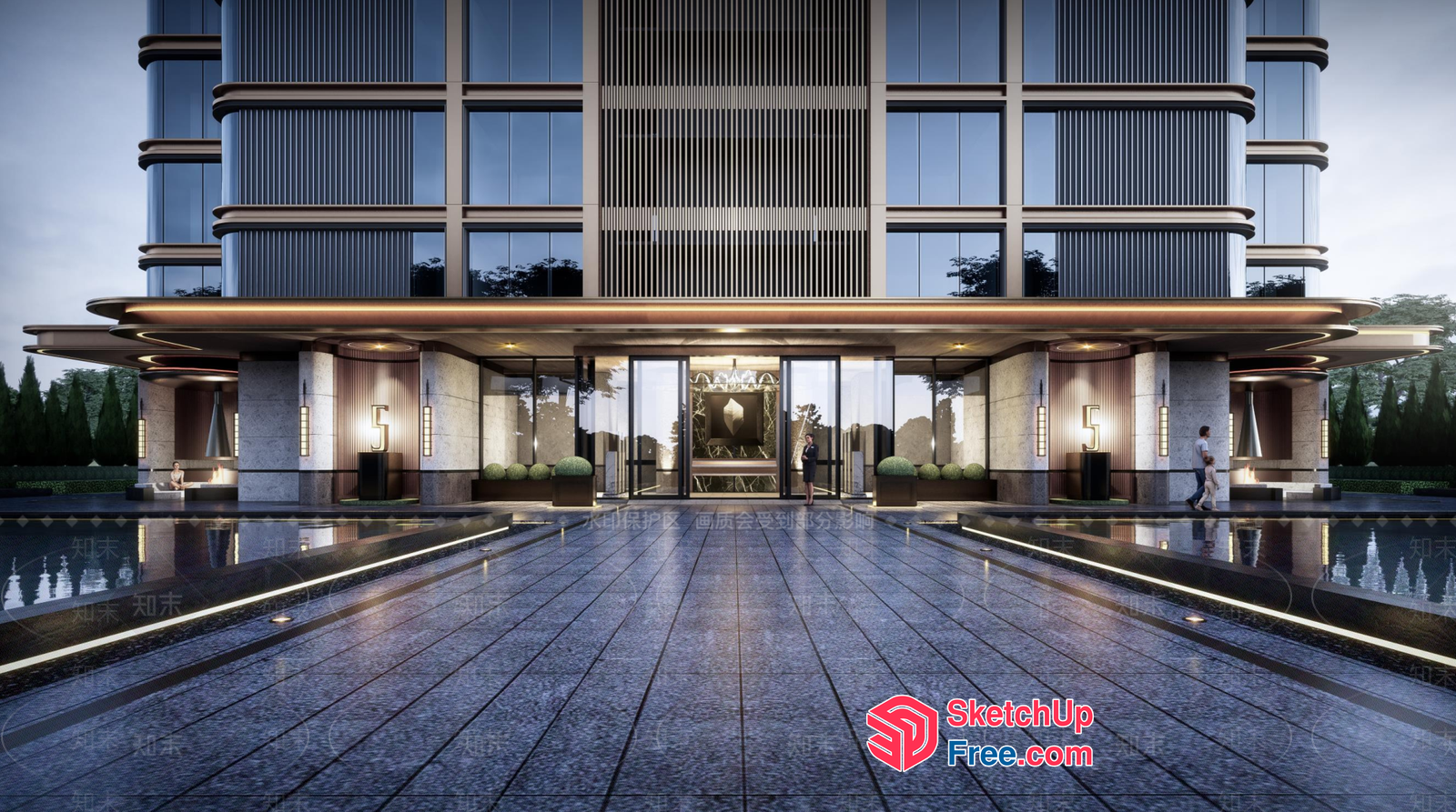 Elegant Modern High-Rise Building Exterior 3D SketchUp File