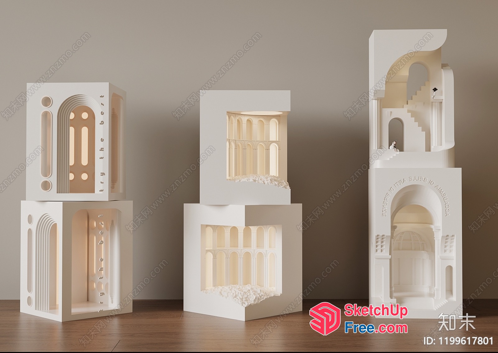 Architectural White Model Buildings 3D SketchUp File