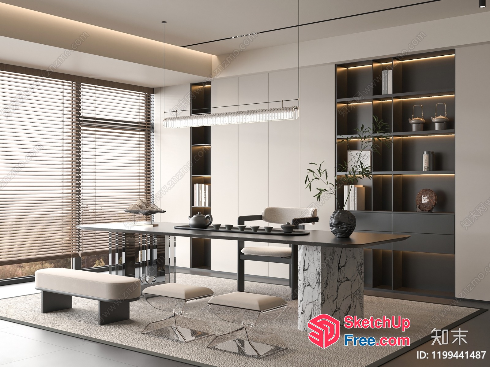 Modern Minimalist Dining Room With Natural Light 3D SketchUp File
