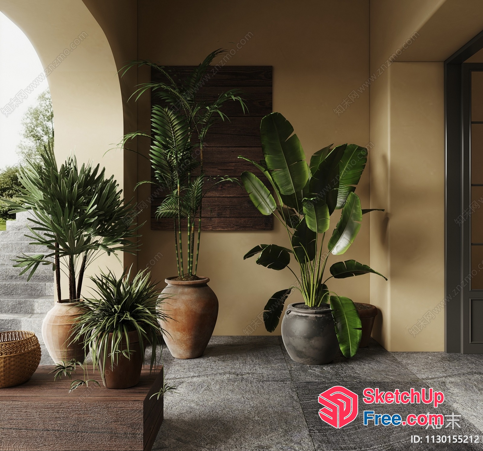 Potted Plants In A Stylish Interior Setting 3D SketchUp File