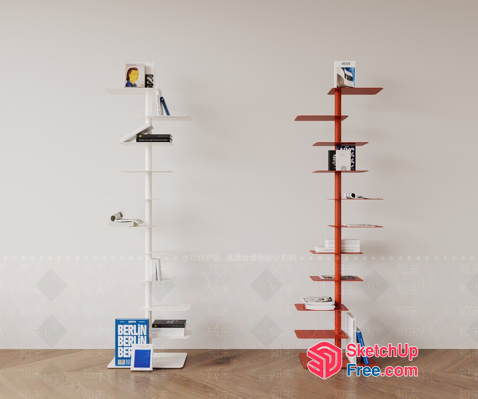 Modern Bookcase With Minimalist Shelf Design 3D SketchUp File