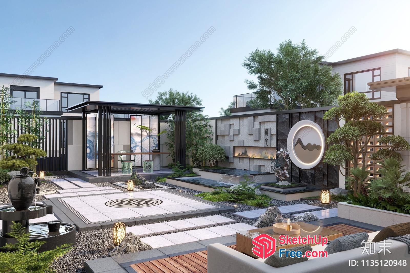 Modern Japanese-Style Villa With Elegant And Serene Courtyard 3D SketchUp File