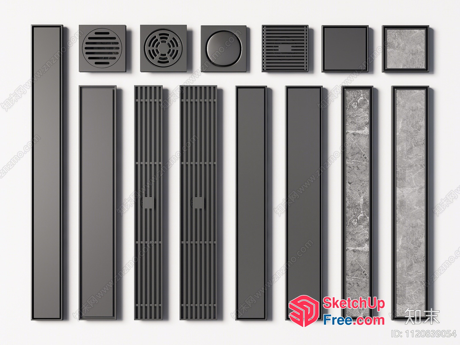 Modern Grey Decorative Wall Paneling Set 3D SketchUp File