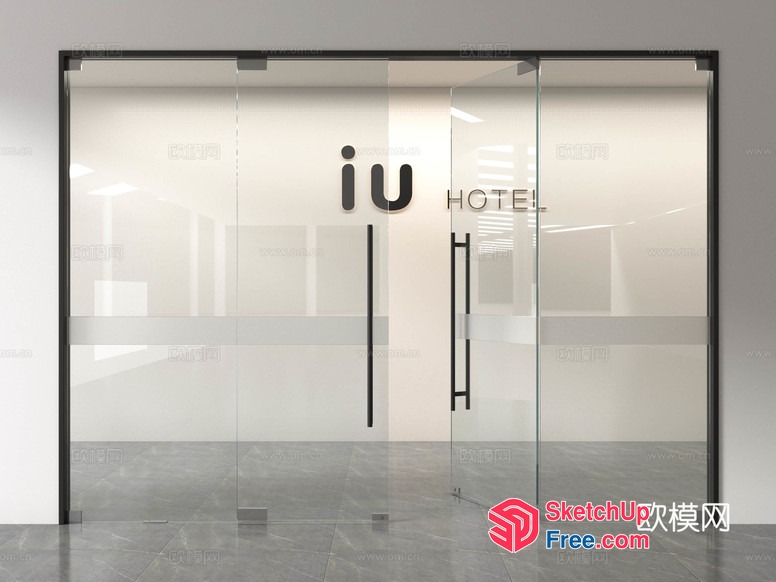 Glass Curtain Wall Hotel Entrance 3D SketchUp File