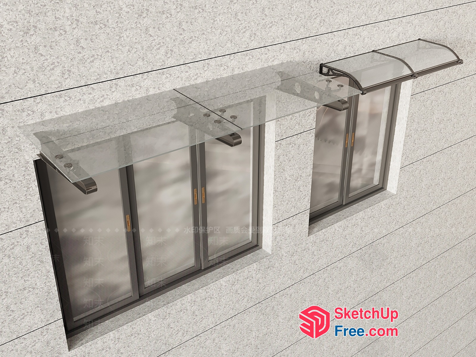 Glass Curtain Wall And Elevator Stairs 3D SketchUp File