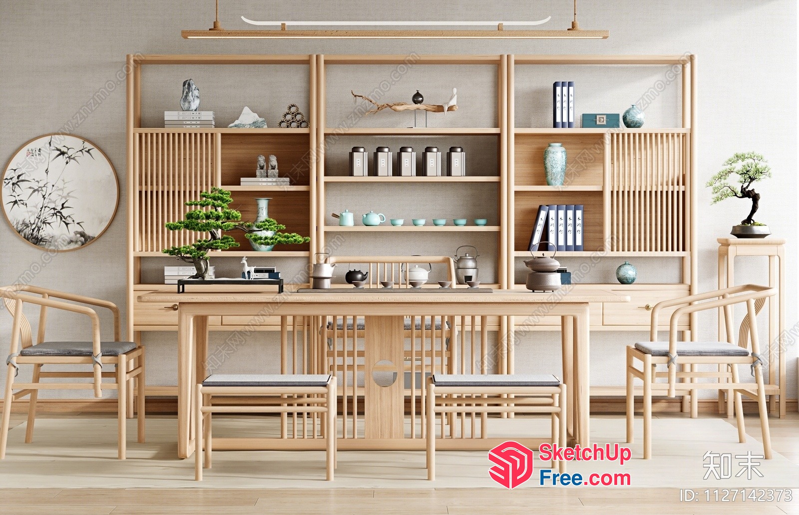 Japanese-Inspired Minimalist Living Room 3D SketchUp File