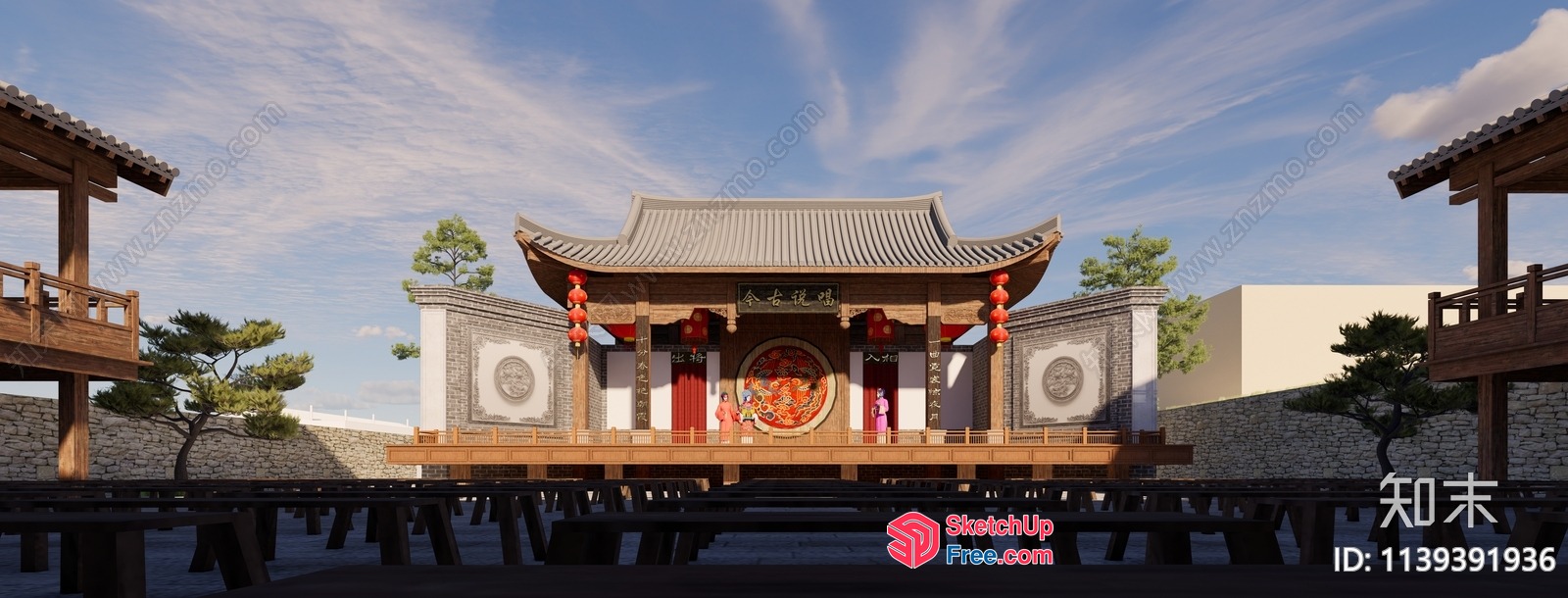 Traditional Chinese Architecture Scene 3D SketchUp File