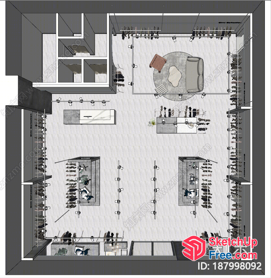 Modern Commercial Street Interior With Minimalist Style 3D SketchUp File