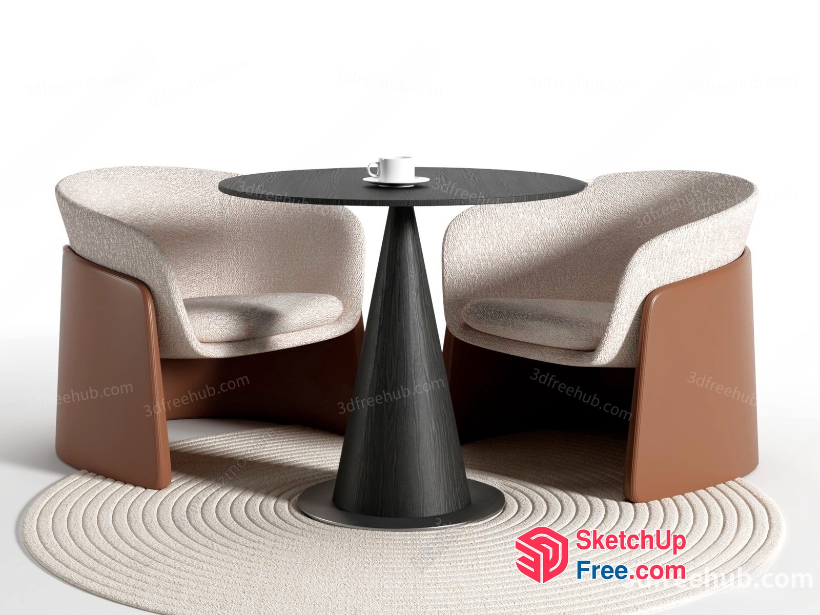 Two Chairs And A Table 3D SketchUp File