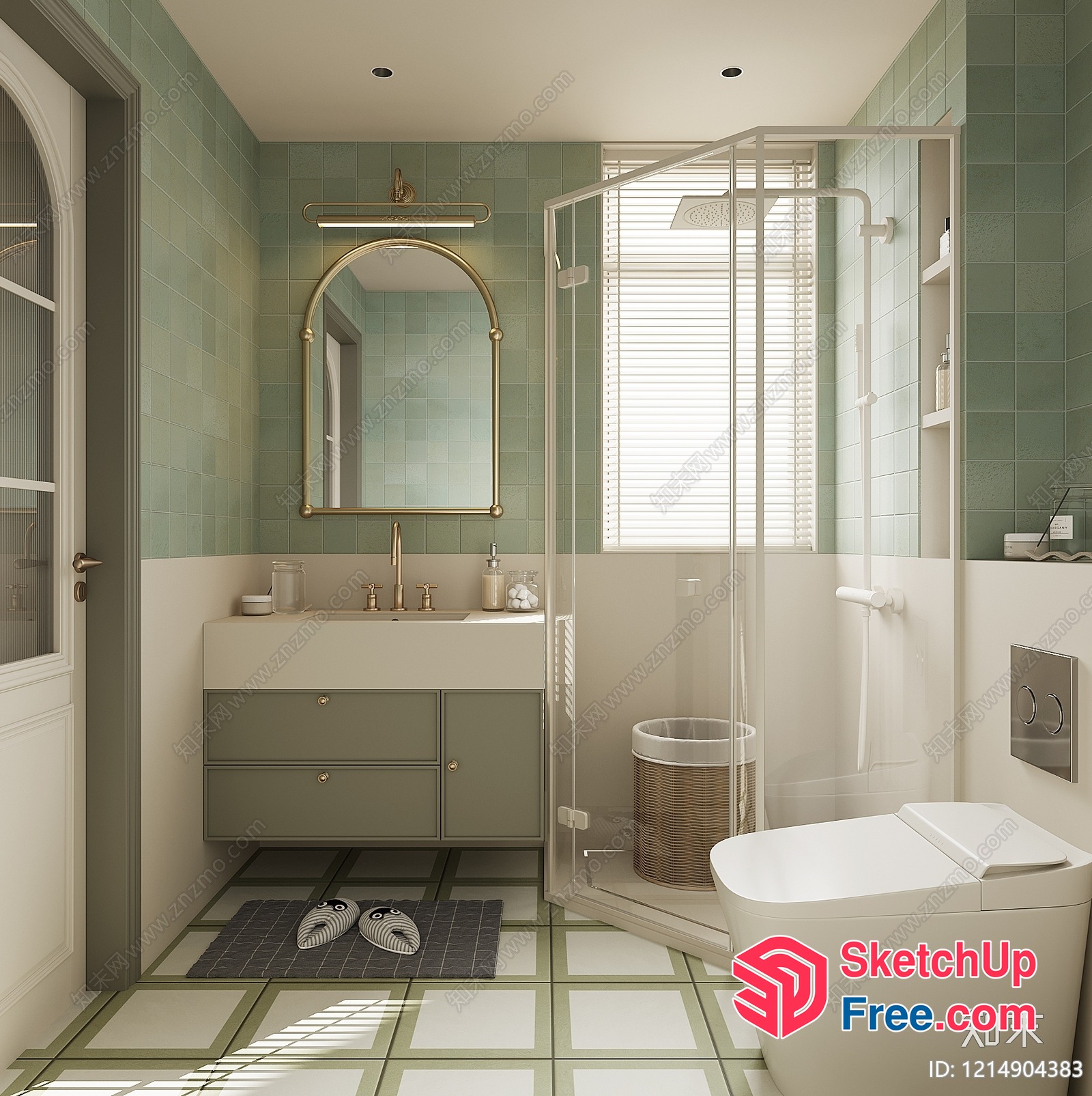 Modern Bathroom With Elegant Fixtures And Tiled Walls 3D SketchUp File
