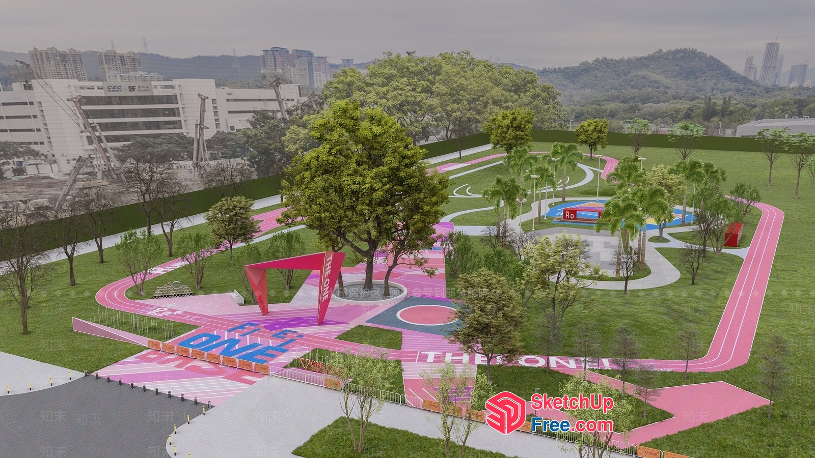 Colorful Pathway Leading To A Vibrant Park 3D SketchUp File