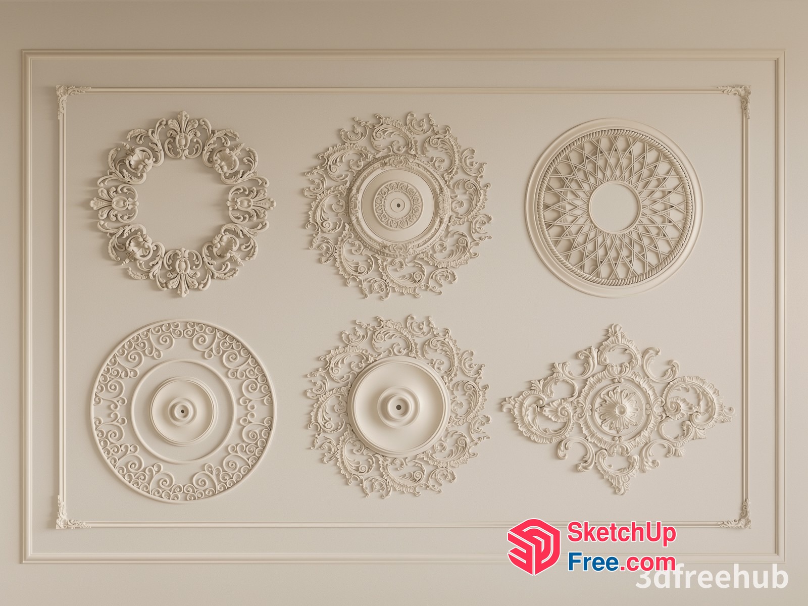 Elegant Ornate Ceiling Decorations 3D SketchUp File