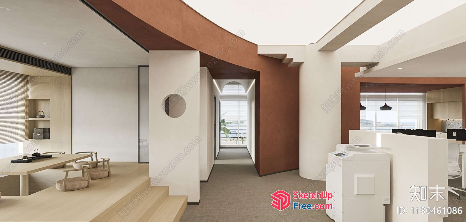 Modern Office Space With Natural Light And Minimalist Decor 3D SketchUp File
