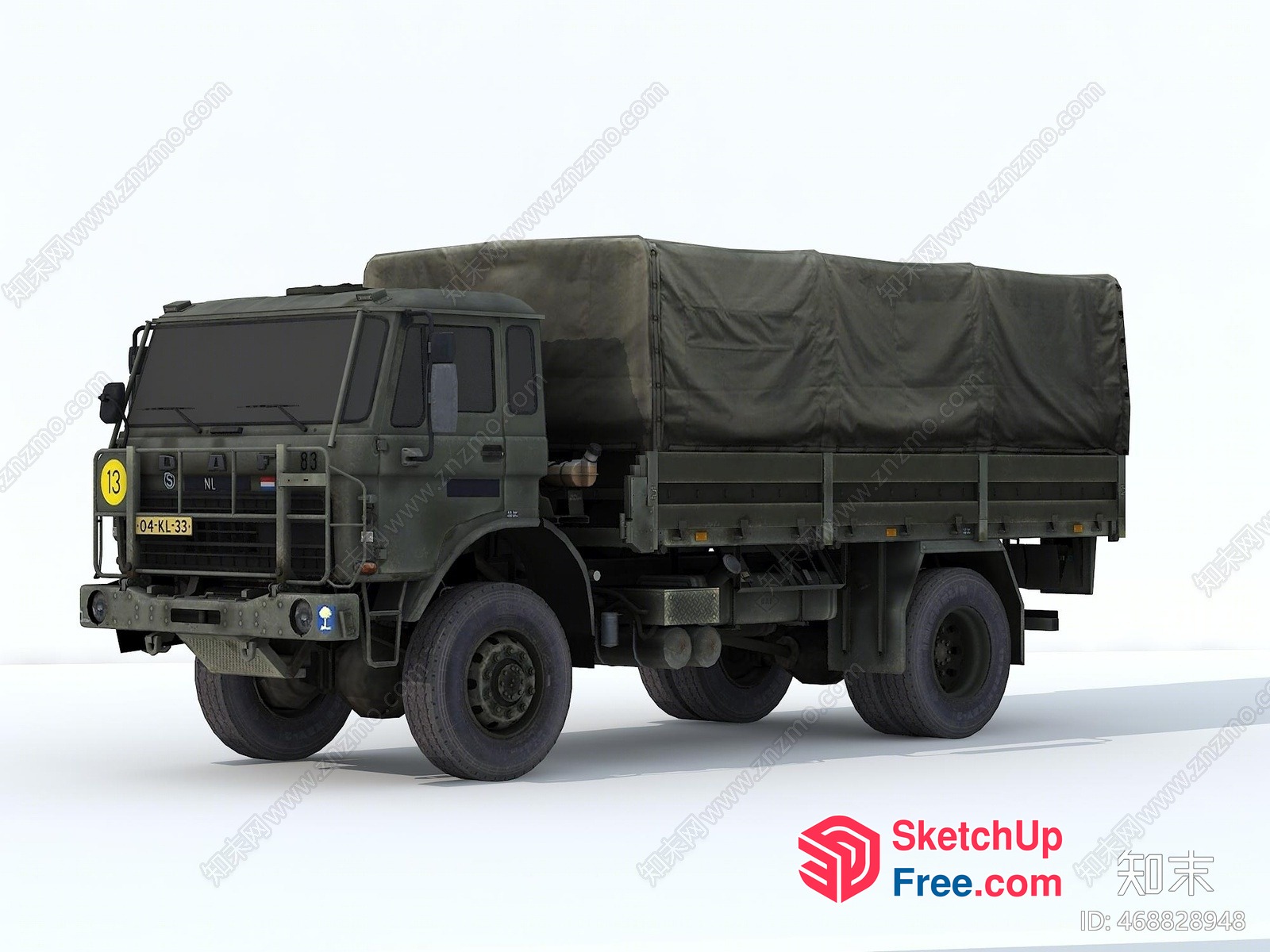 Military Truck With Tarpaulin Cover 3D SketchUp File
