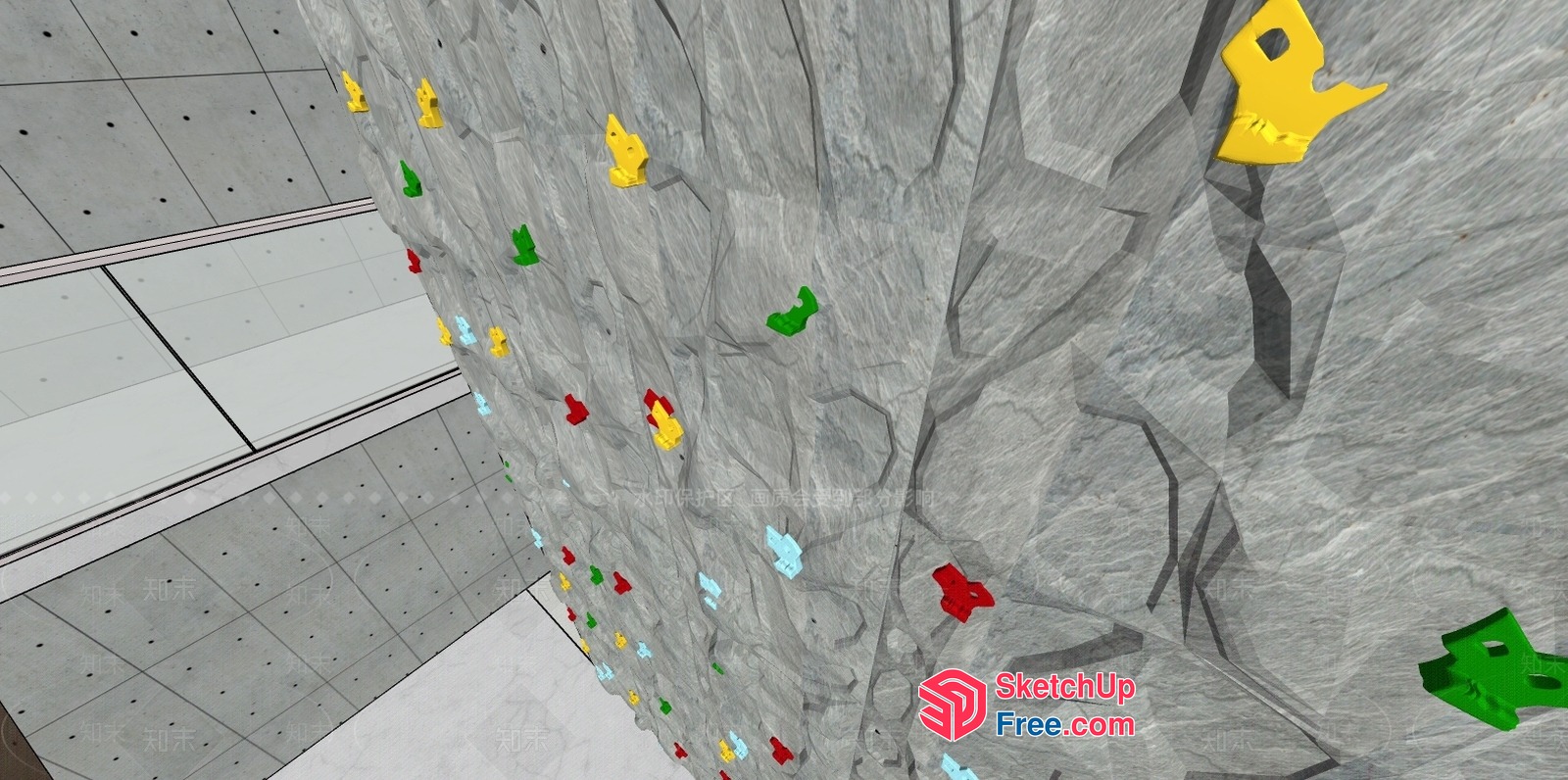 Colorful Rock Climbing Wall In Modern Interior 3D SketchUp File