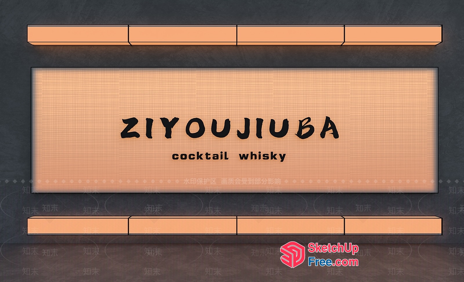 Elegant Whiskey Bar Interior 3D SketchUp File