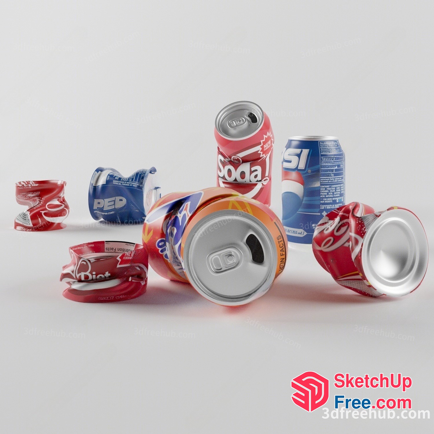 Soda Cans Arrangement 3D SketchUp File