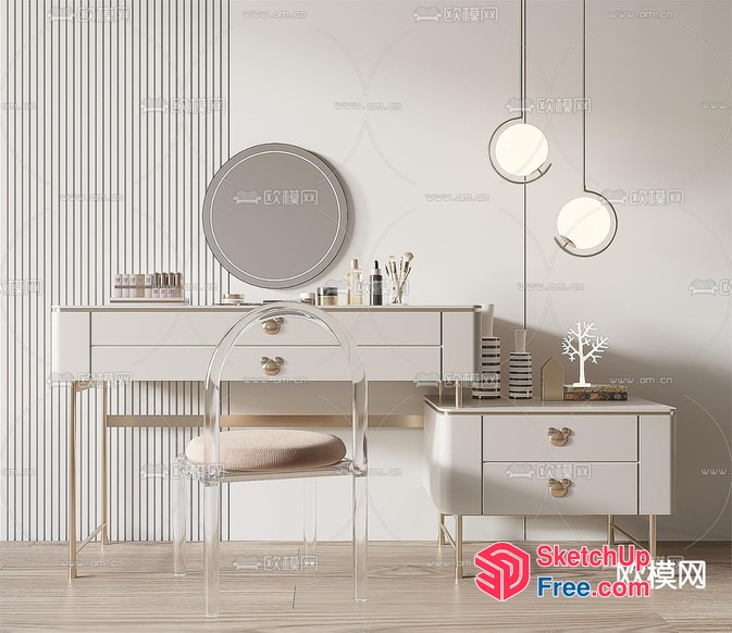 Modern Creamy Style Interior Design 3D SketchUp File