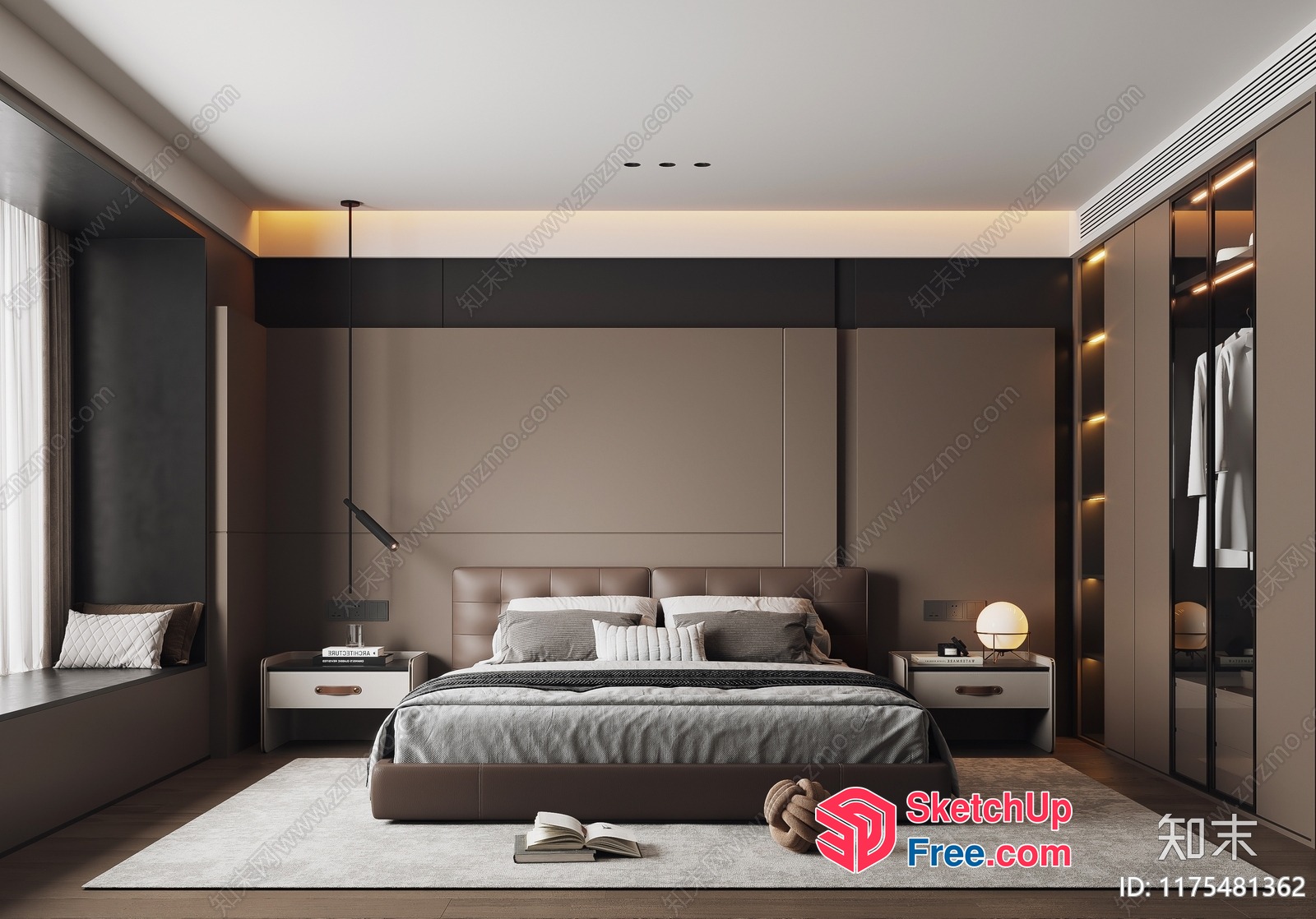 Modern Bedroom With Brown And Gray Accents 3D SketchUp File