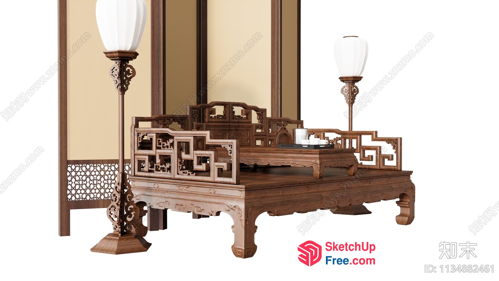 Elegant Traditional Asian-Inspired Furniture Set 3D SketchUp File
