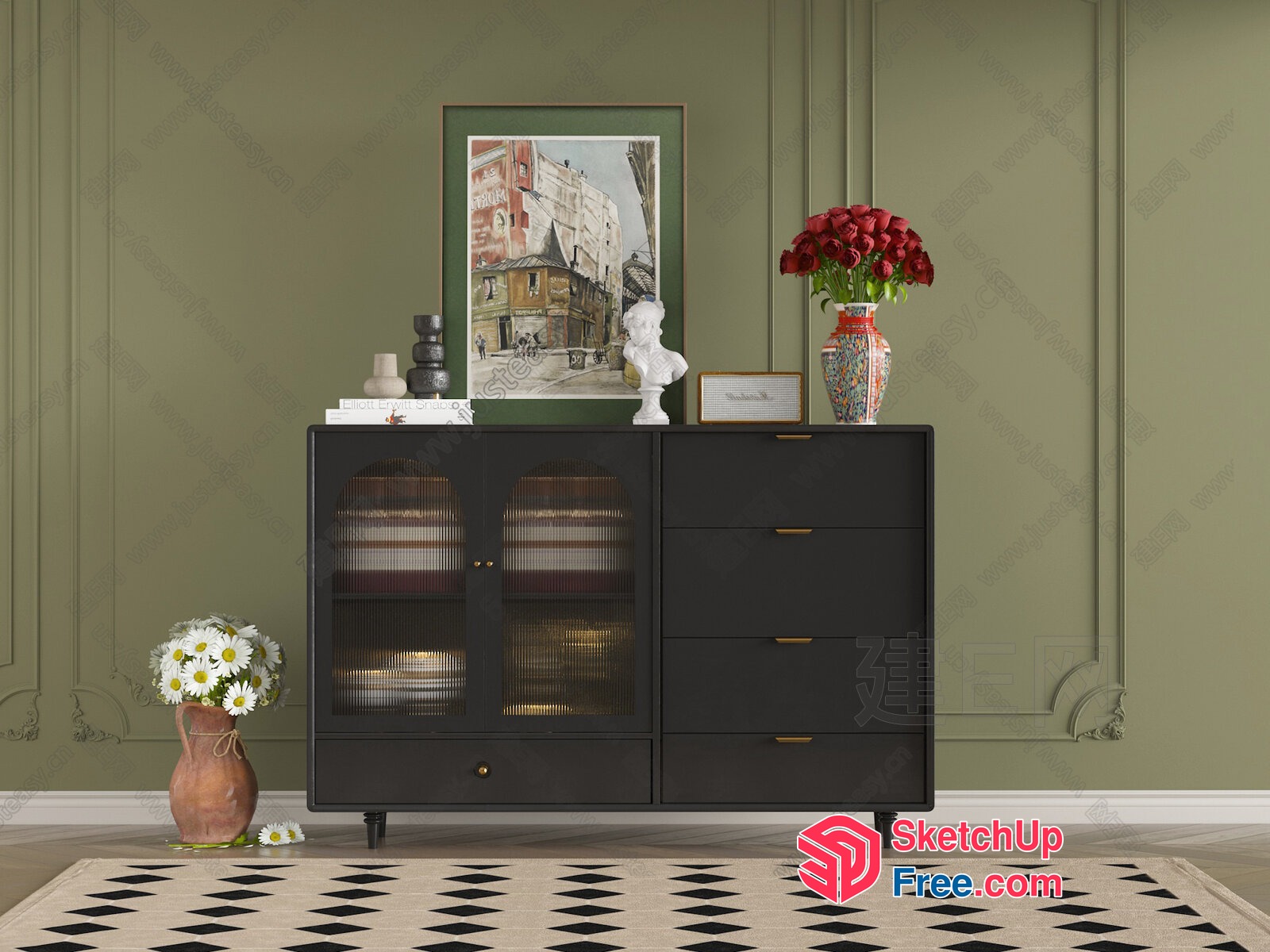 Elegant Furniture Display In A Vintage-Style Room 3D SketchUp File