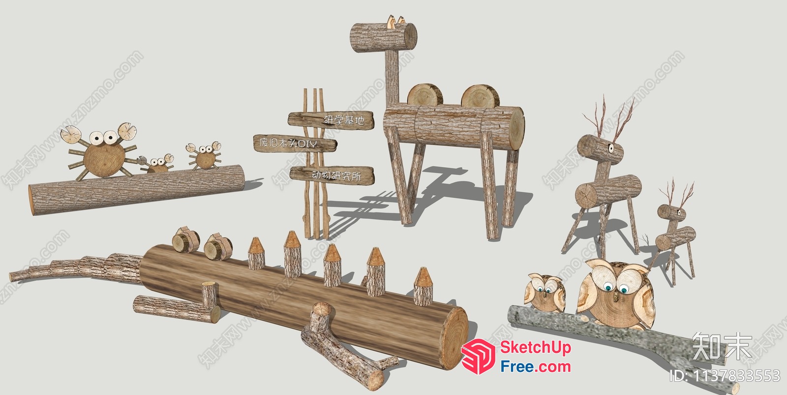 Rustic Wooden Decorations 3D SketchUp File