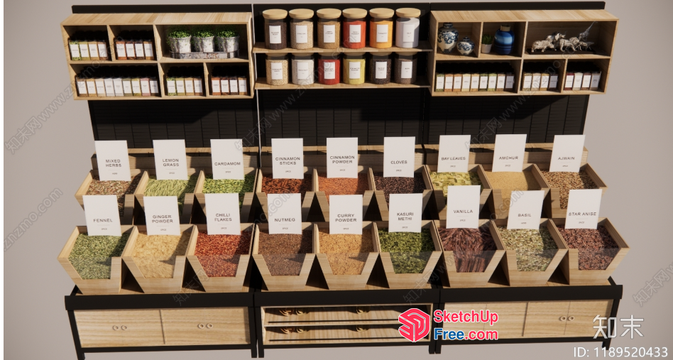 Spices And Herbs Display 3D SketchUp File