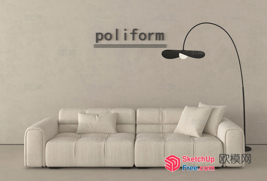 Poliform Sofa In Minimalist Style Living Room 3D SketchUp File