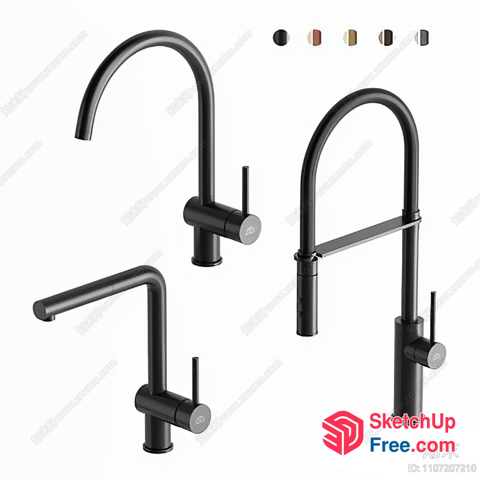 Modern Kitchen Sink Faucet With Sleek Design And Adjustable Spout 3D SketchUp File