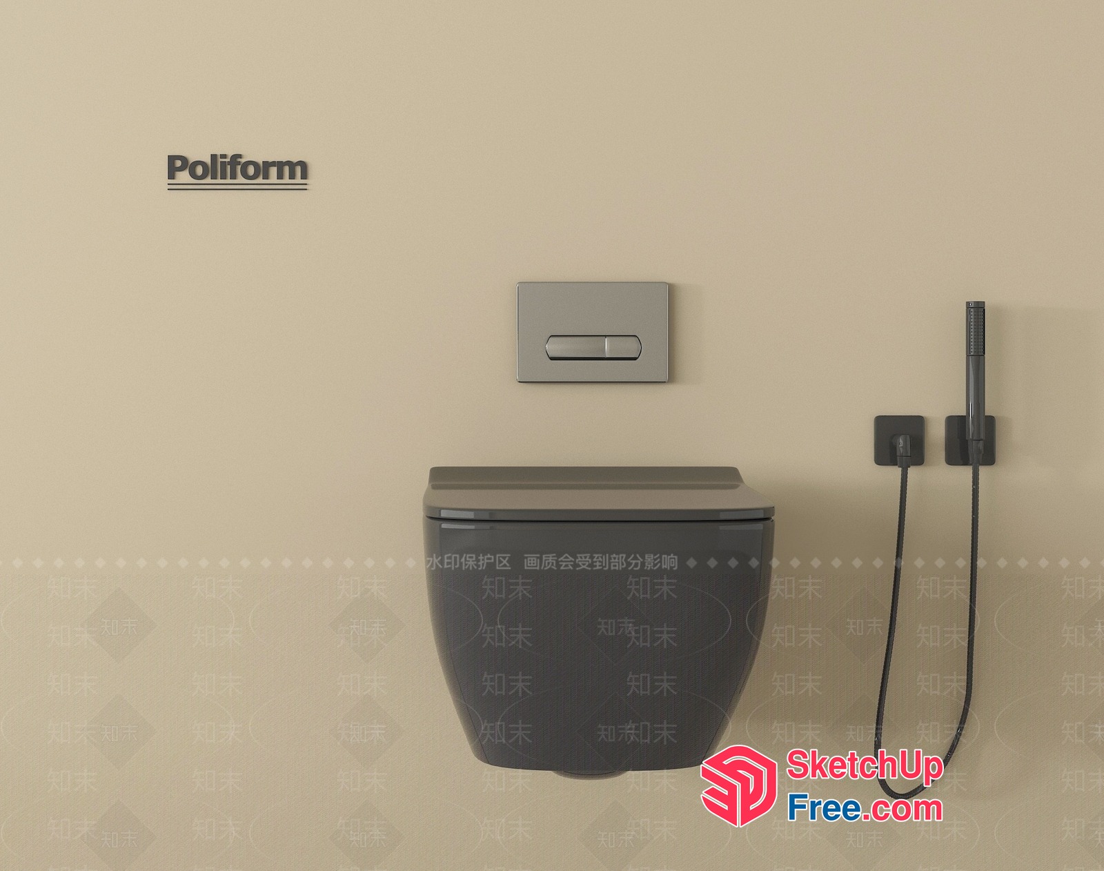 Modern Bathroom Fixtures With Poliform Branding 3D SketchUp File