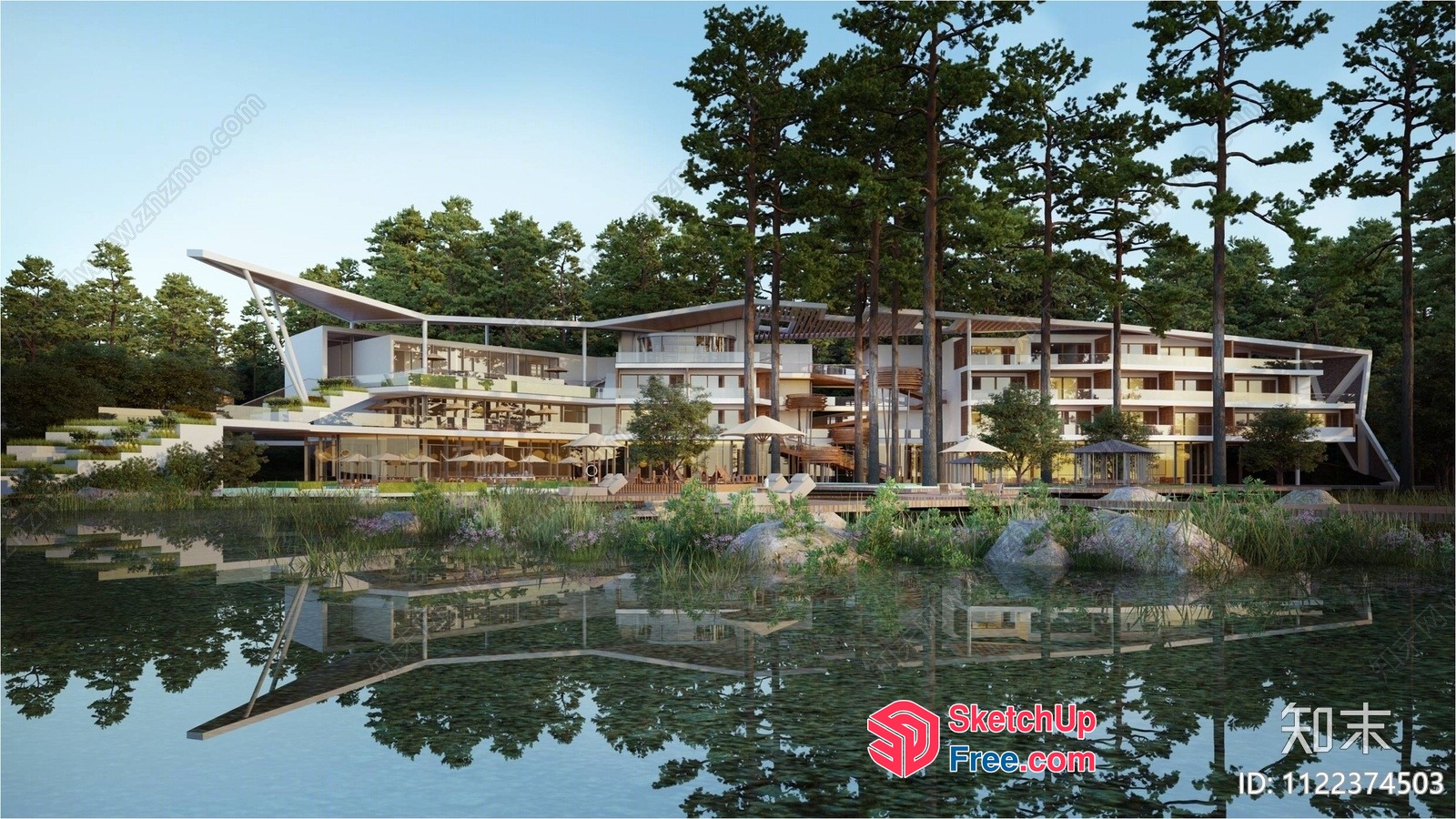 Modern Villa By The Lake 3D SketchUp File
