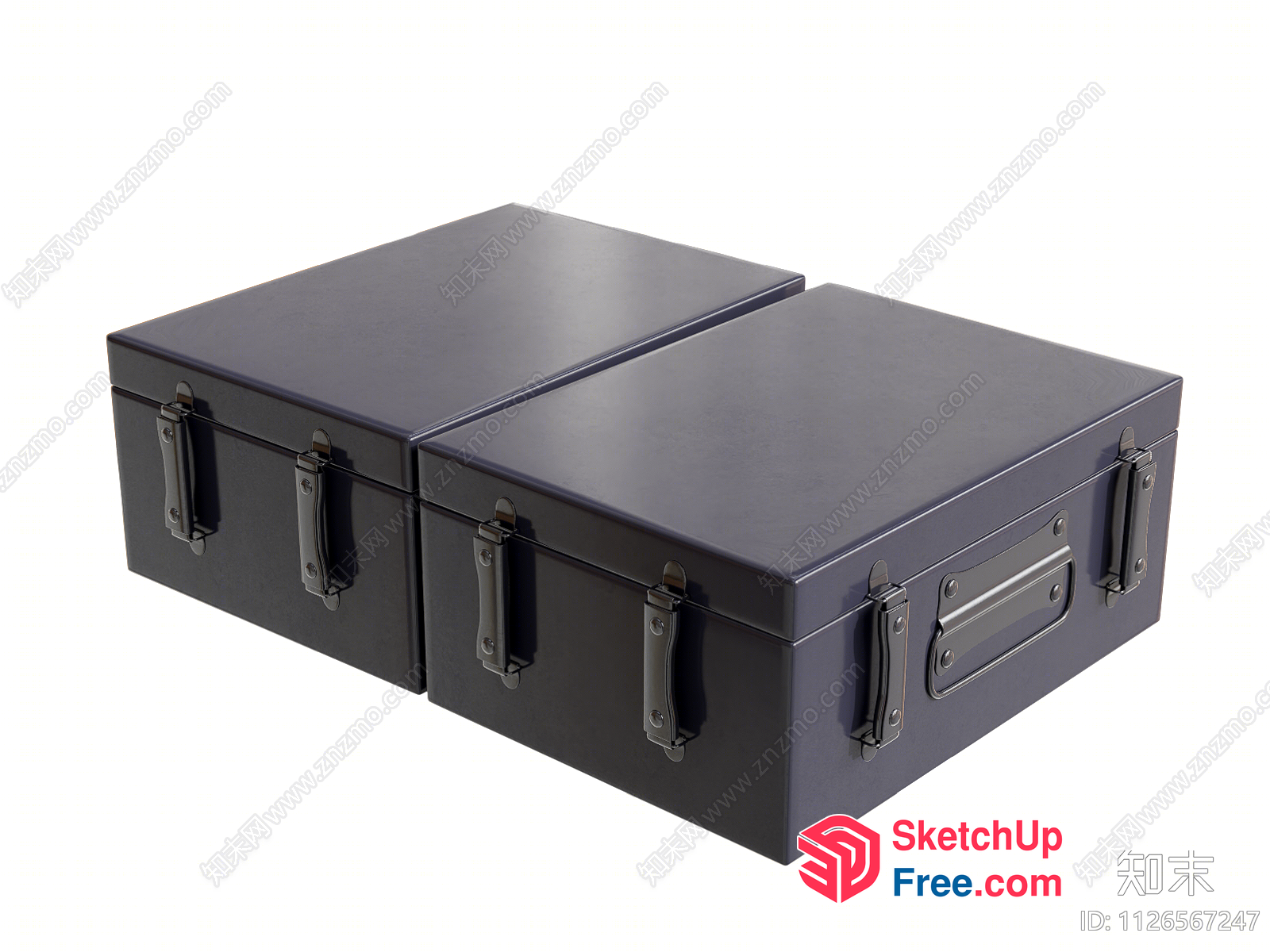 Two Gray Metal Boxes With Hinges And Handles 3D SketchUp File