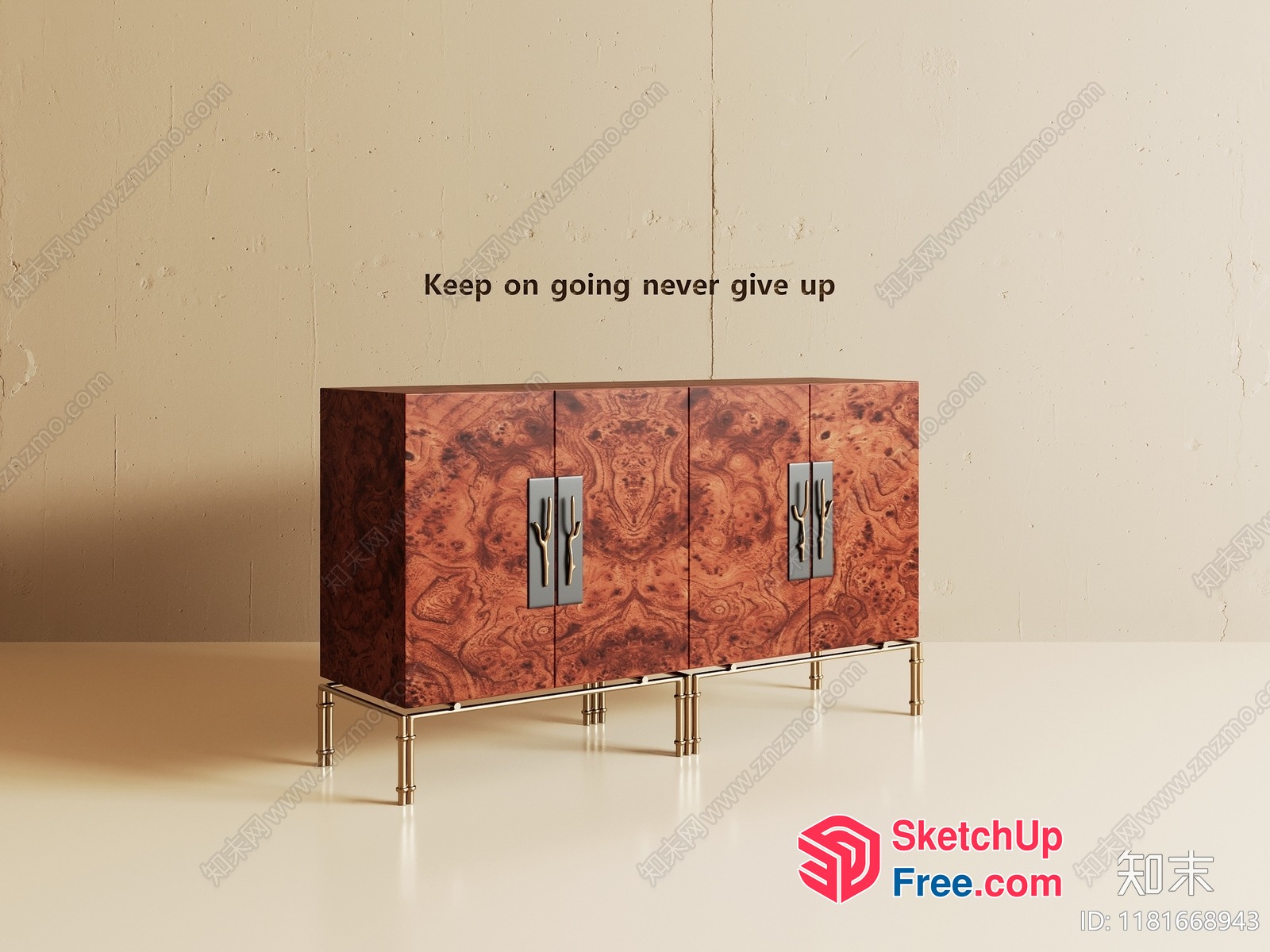 Simple Yet Elegant Sideboard With Cactus Handles 3D SketchUp File