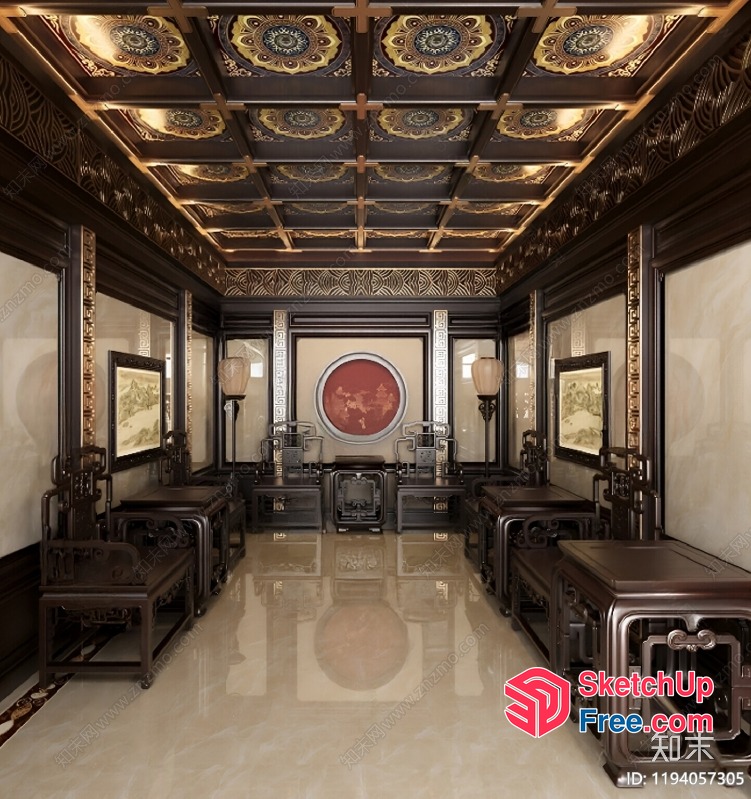 Luxurious Traditional Asian Interior 3D SketchUp File