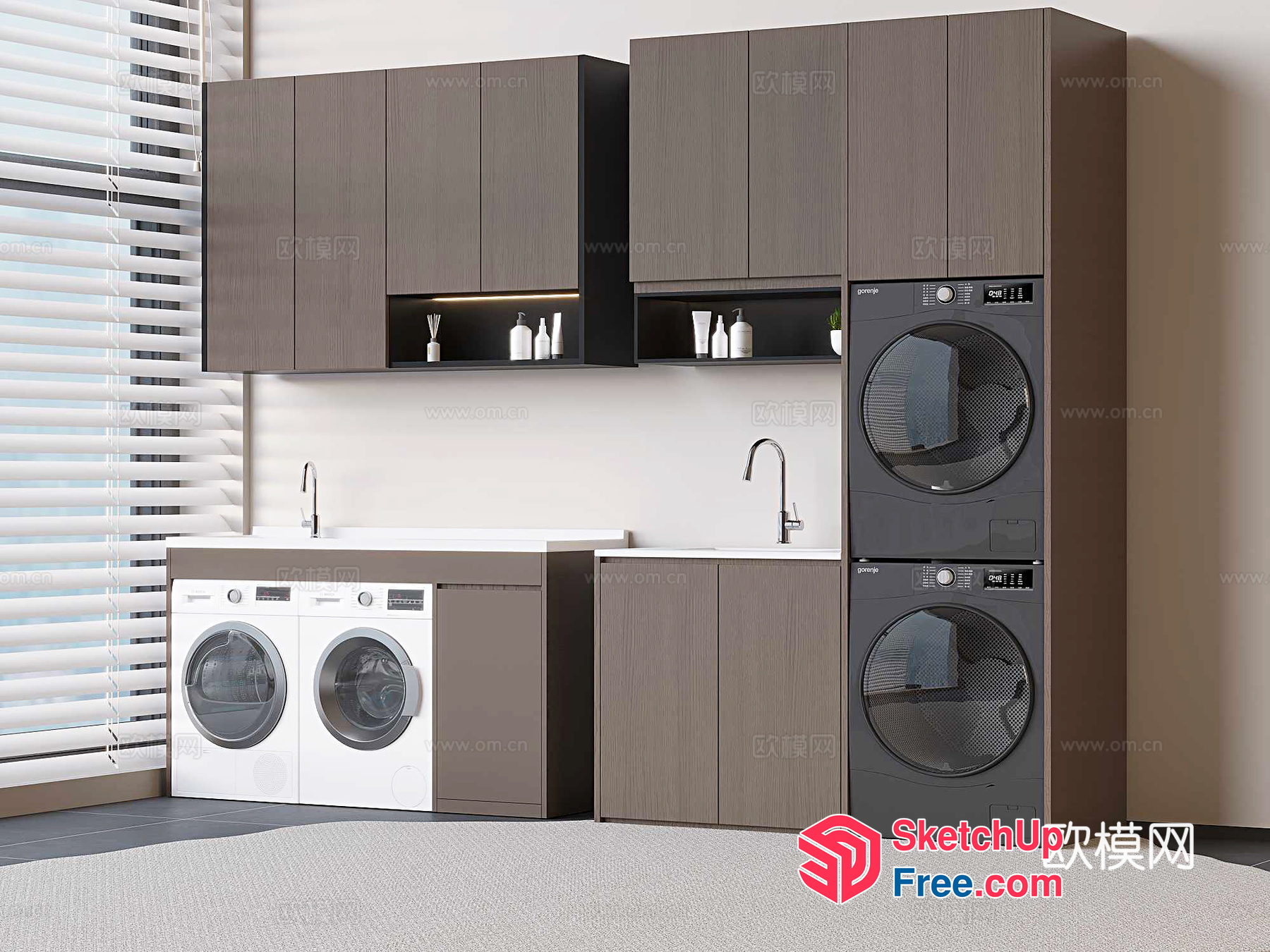 Modern Laundry Room With Integrated Cabinets 3D SketchUp File