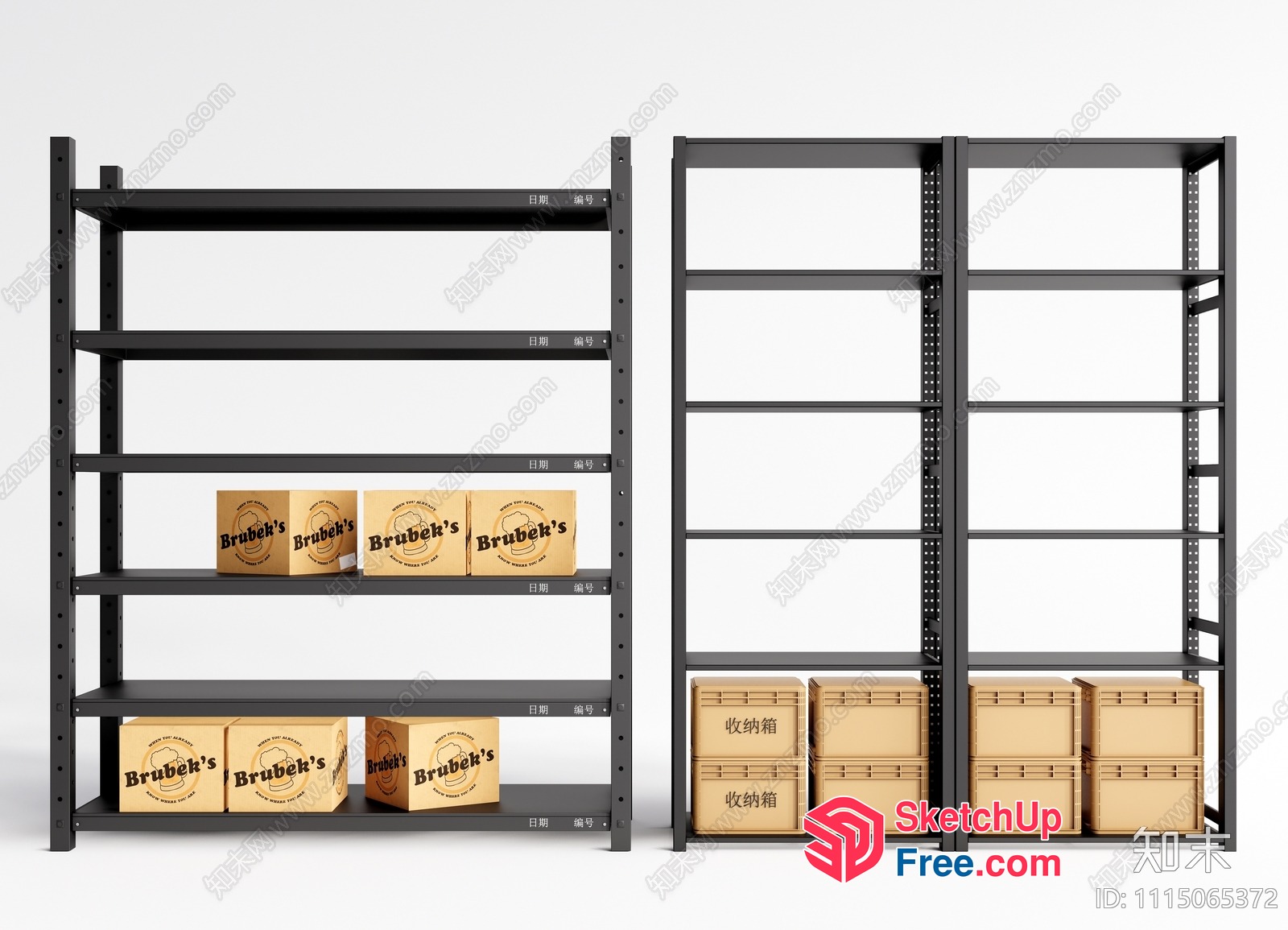 Storage Racks With Brubek'S Boxes 3D SketchUp File