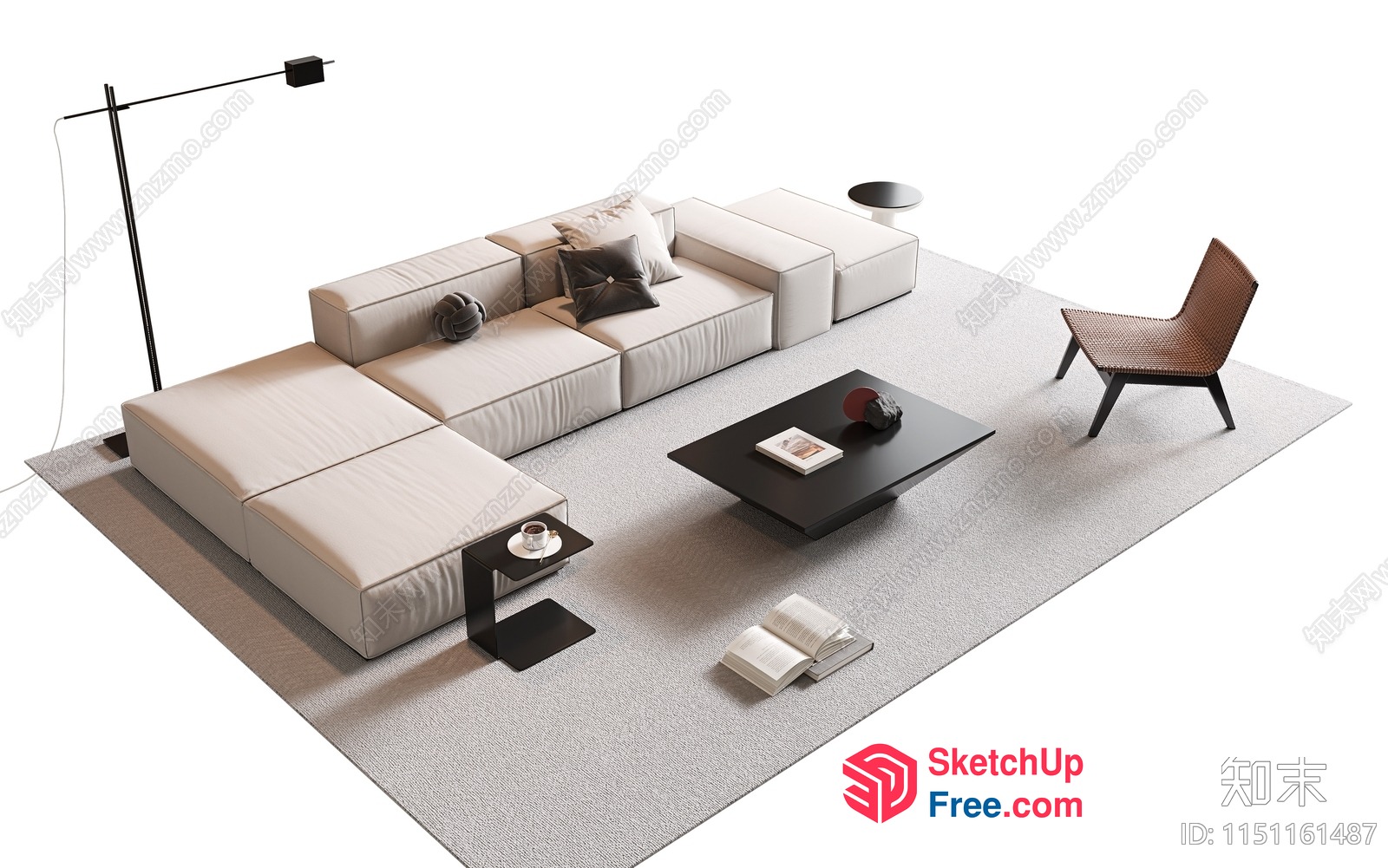 Minimalist Modern Living Room With Neutral Tones 3D SketchUp File
