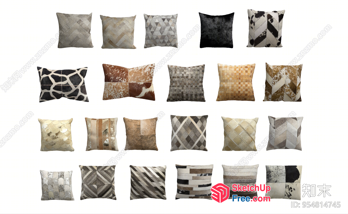 Modern Neutral Decorative Pillows 3D SketchUp File