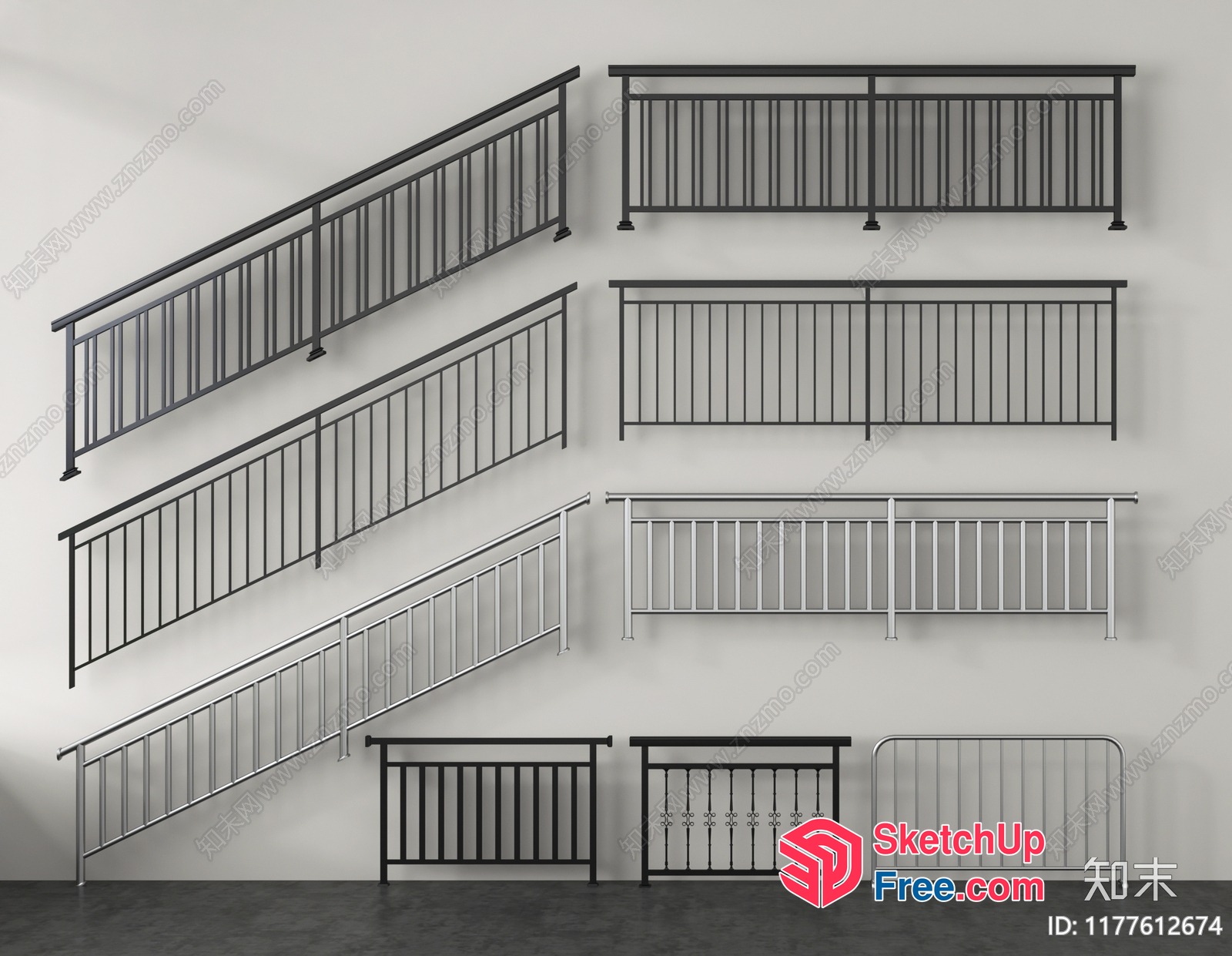 Stairway Railings Collection 3D SketchUp File