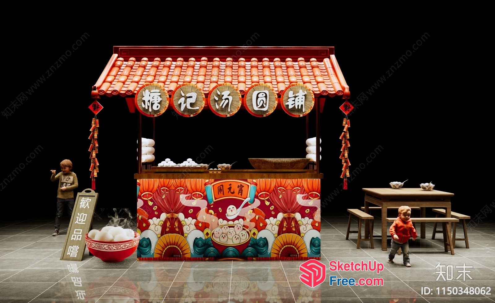 Oriental Market Food Stall 3D SketchUp File