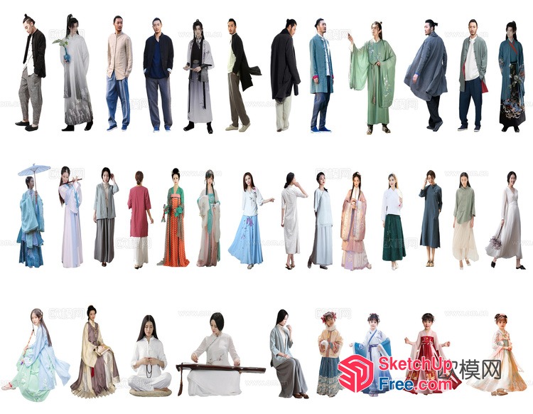 Traditional Chinese Attire Collection 3D SketchUp File