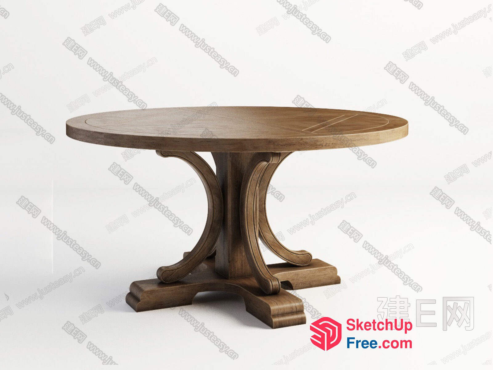 Elegant Wood Round Dining Table 3D SketchUp File
