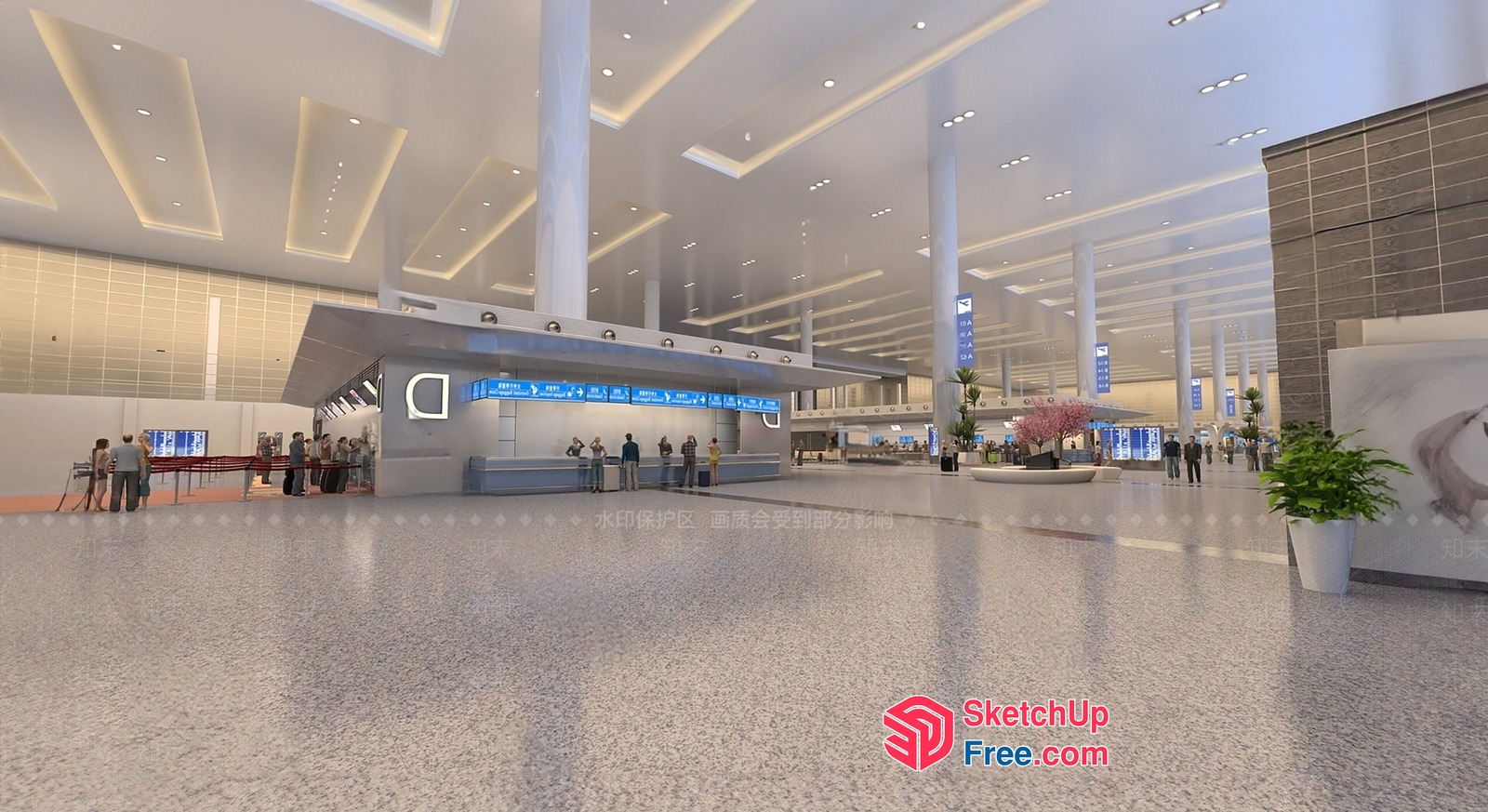 Modern Commercial Space Interior 3D SketchUp File