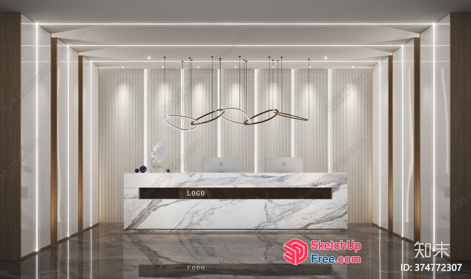 Luxurious Modern Office Reception Area 3D SketchUp File