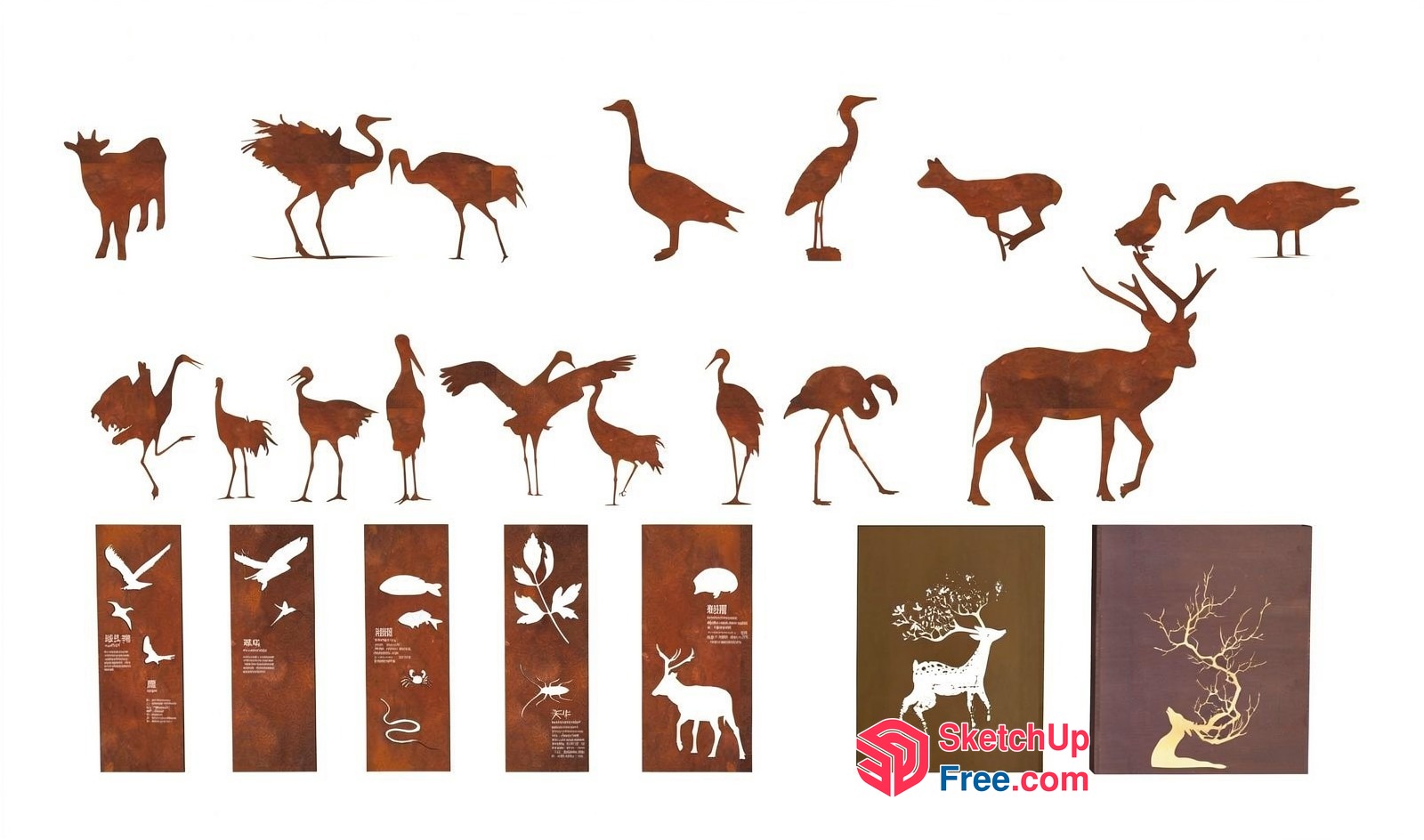 Rustic Animal Silhouettes And Decorative Panels 3D SketchUp File