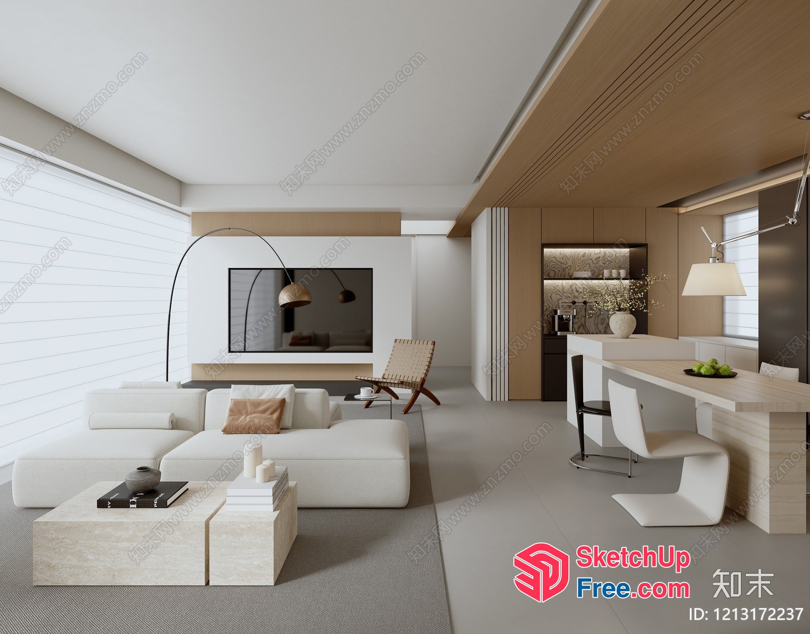 Modern Minimalist Living Room Interior 3D SketchUp File
