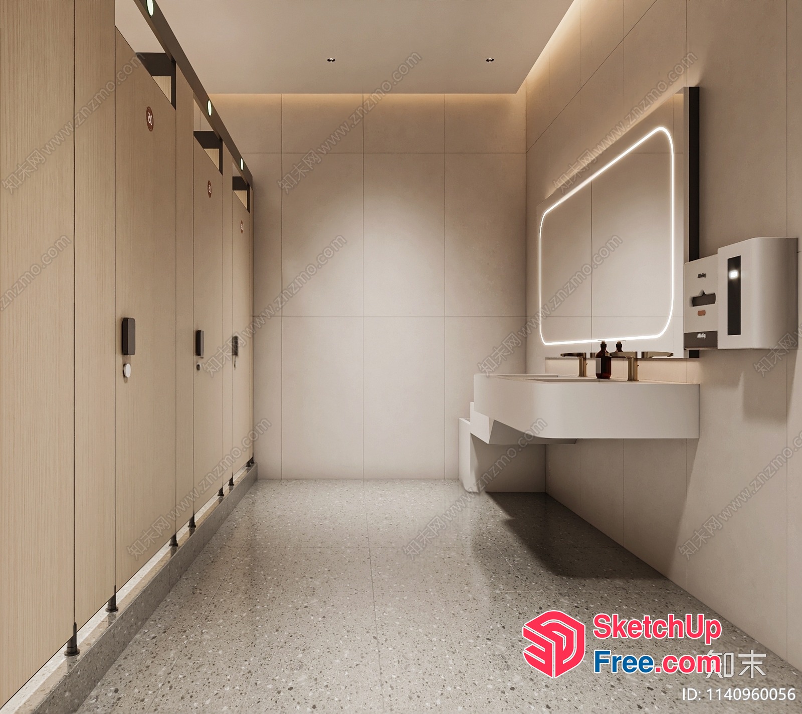 Modern Bathroom With Neutral Color Scheme And Sleek Fixtures 3D SketchUp File