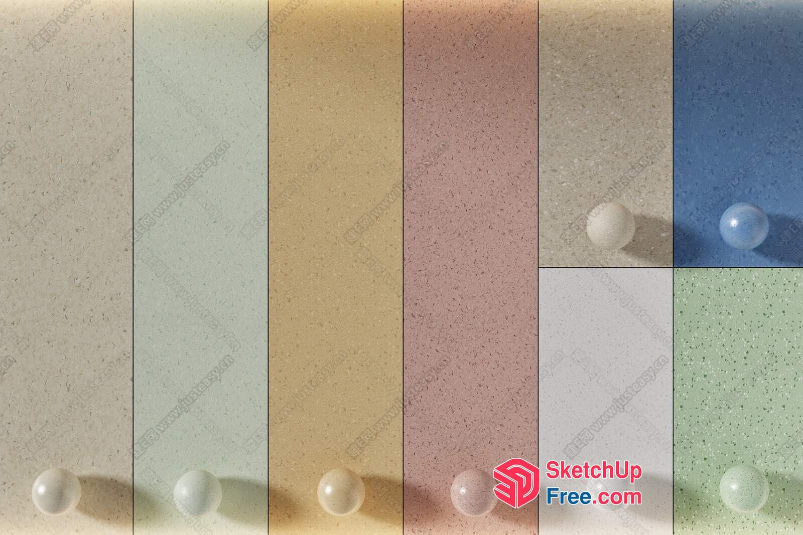 Colorful Ceiling Tiles With Glass Balls 3D SketchUp File