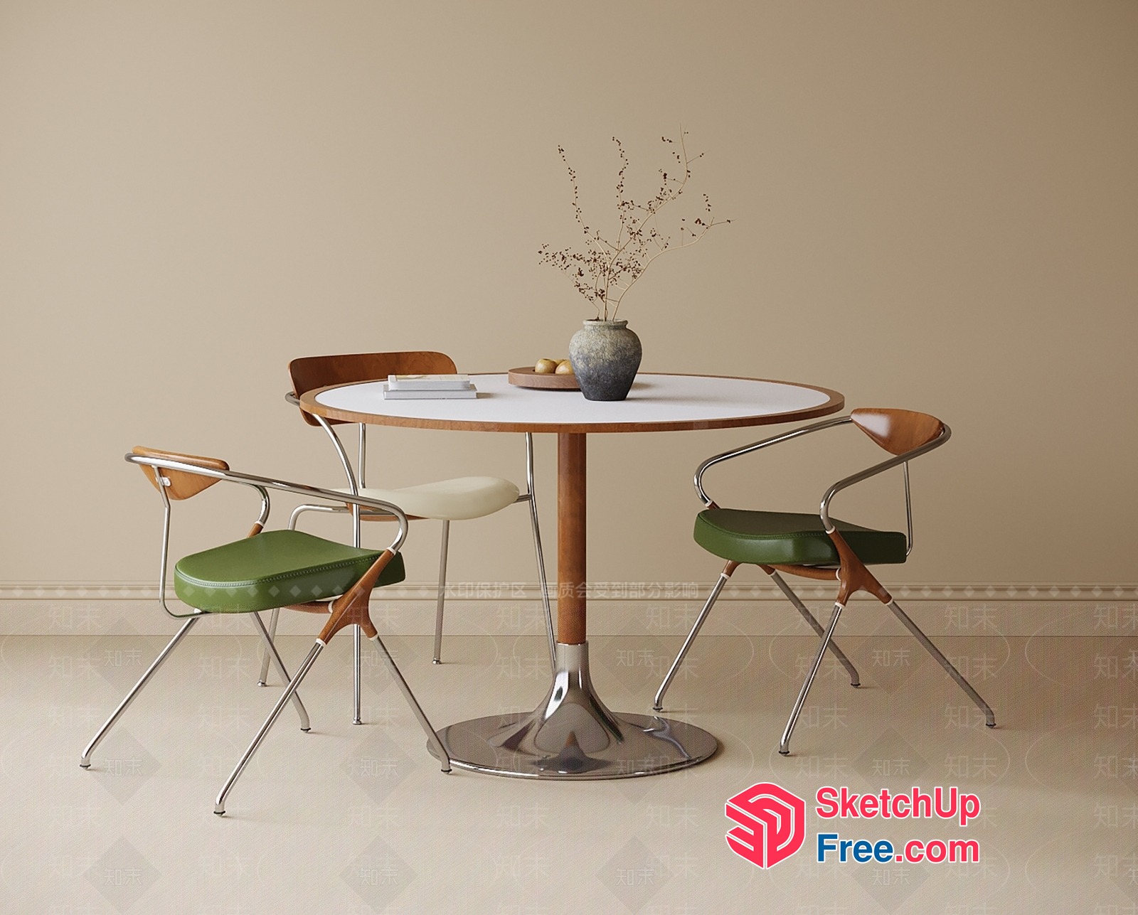 Mid-Century Modern Dining Room Set 3D SketchUp File
